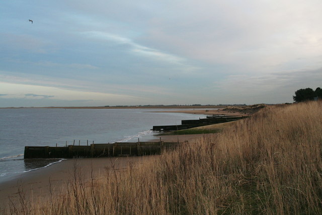 Groynes along the beach behind Humberston Fitties