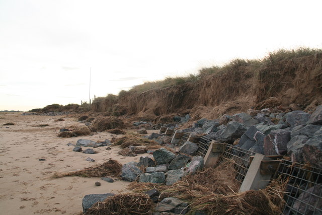 Damage to sea defences behind Humberston Fitties