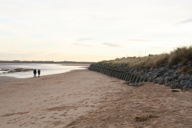 Sea defences behind Humberston Fitties, after the tidal surge