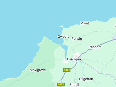 Cardigan, Cornwall map