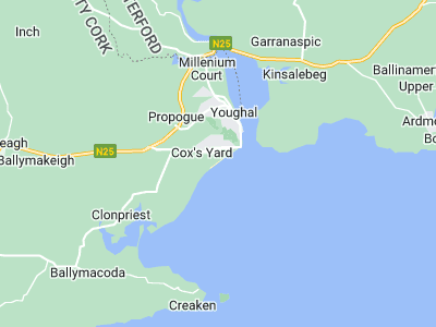 Youghal, Cornwall map